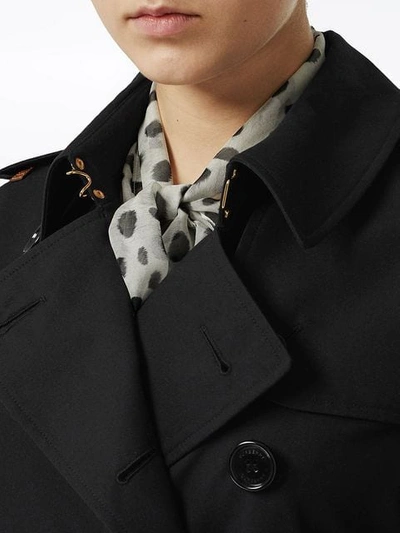 Shop Burberry Leather Detail Cotton Gabardine Trench Coat In Black