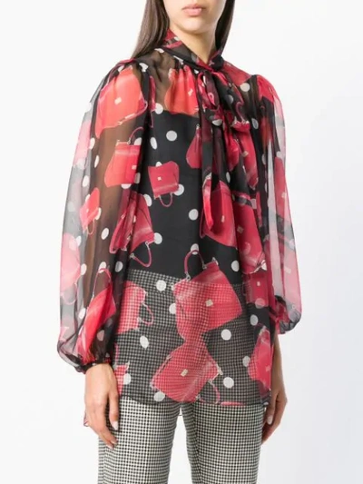 Shop Dolce & Gabbana Printed Blouse In Hnv60 Borsette Fdo.nero