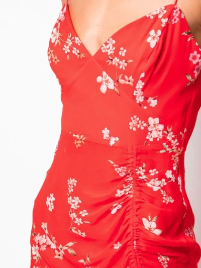 Shop Nicholas Floral Print Ruched Dress In Red