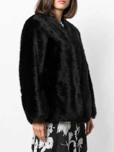 Shop Sara Lanzi Faux-fur Coat In Black