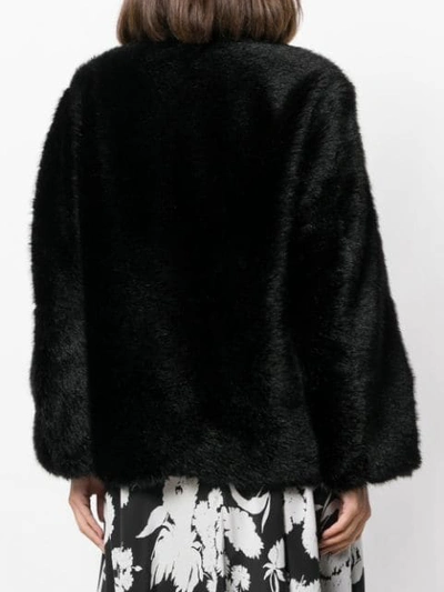 Shop Sara Lanzi Faux-fur Coat In Black