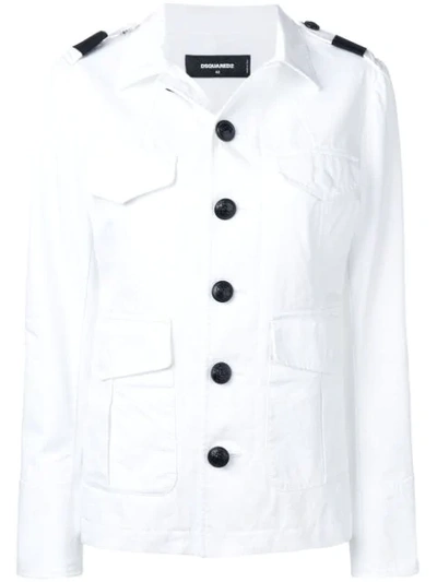 Shop Dsquared2 Fitted Military Jacket In White