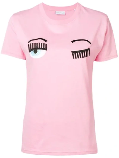 Shop Chiara Ferragni Embroidered Winking Eye T-shirt In Pink