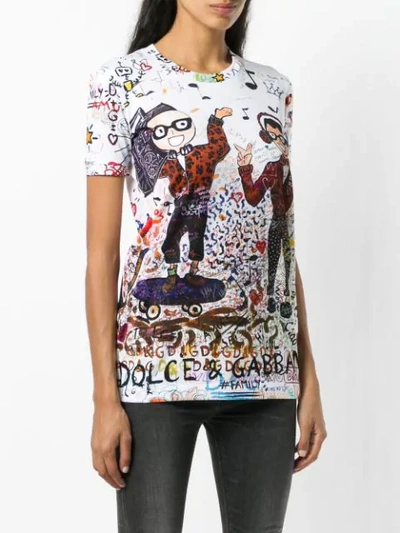 Shop Dolce & Gabbana Designer Graffiti Printed T-shirt In White