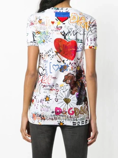 Shop Dolce & Gabbana Designer Graffiti Printed T-shirt In White
