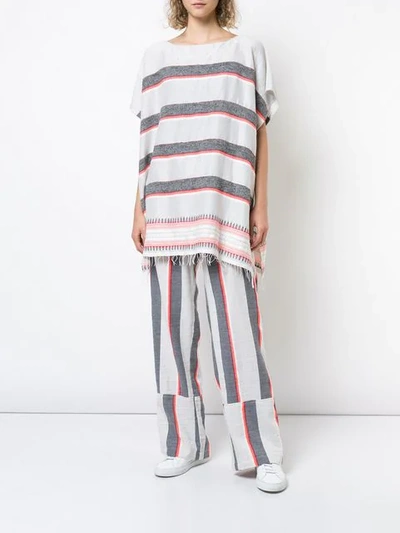 Shop Lemlem Striped Oversized T-shirt In Grey