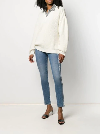 Shop Msgm Pullover Mit V-ausschnitt In Neutrals