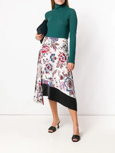 Shop Tory Burch Asymmetric Floral Skirt In Midnight Happy Times/892