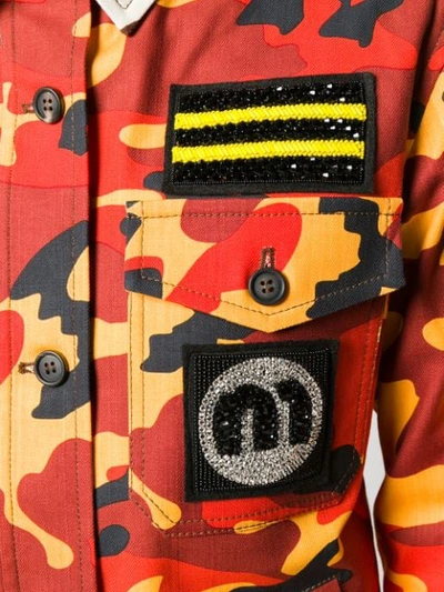 Shop Miu Miu Camouflage Military Jacket In Brown ,orange