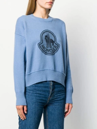 Shop Moncler Logo Embroidered Sweatshirt In Blue