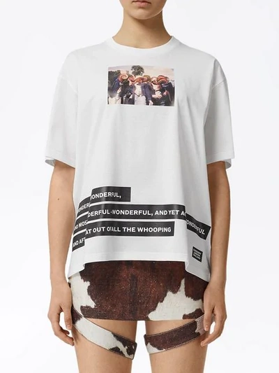 Shop Burberry Montage Print Cotton T-shirt In White