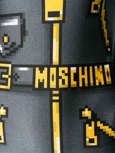 Shop Moschino Pixel-effect Mini Dress In Grey