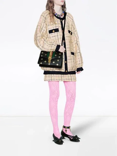 Shop Gucci Tweed Mini Skirt In Neutrals