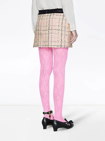 Shop Gucci Tweed Mini Skirt In Neutrals