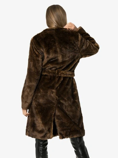 Shop Frame Faux Mink Robe In Brown