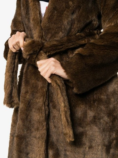 Shop Frame Faux Mink Robe In Brown