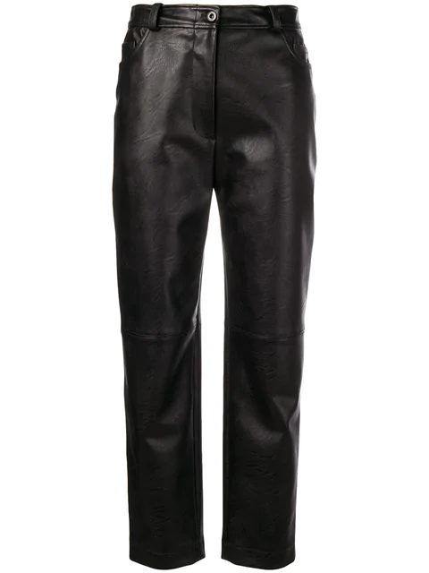 straight leather trousers