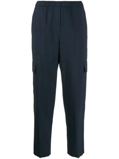 Shop Theory Elastic-waist Tapered-leg Trousers In Blue