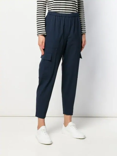Shop Theory Elastic-waist Tapered-leg Trousers In Blue