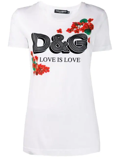 Shop Dolce & Gabbana Logo Print T-shirt In W0800 White