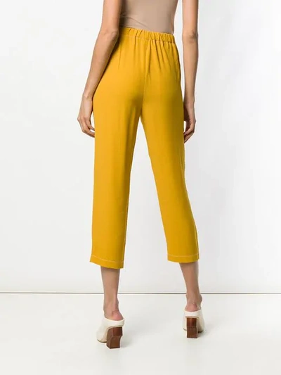 Shop Marni Cropped Elasticated Trousers In Yellow