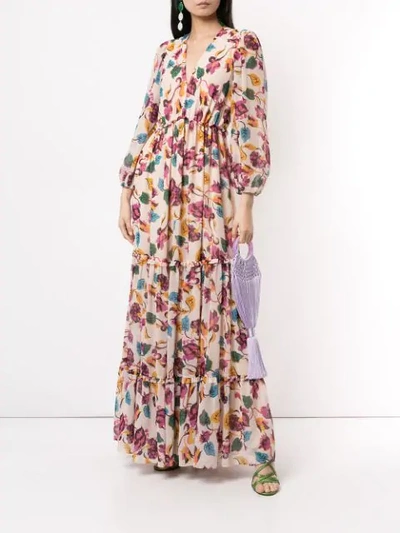 Shop Saloni Japonica Print Dress In Multicolour