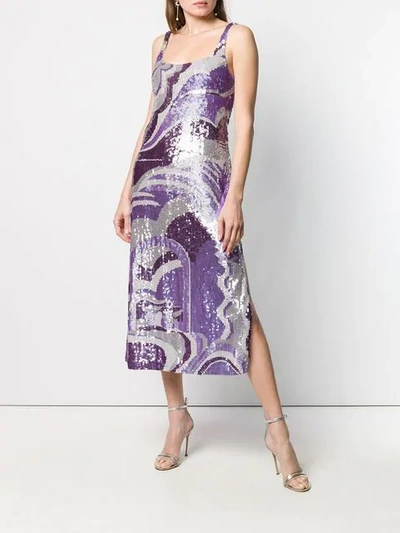Shop Emilio Pucci Cami-styled Sequinned Dress In Purple