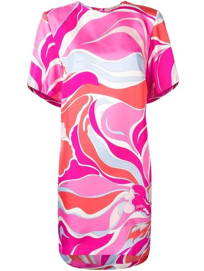 Shop Emilio Pucci Riviera Print Silk Dress In Pink