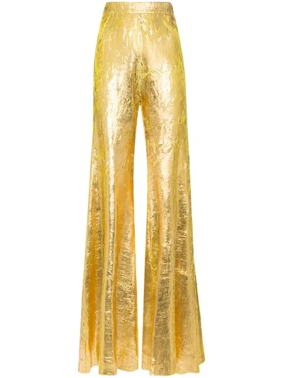 Shop Halpern High-waisted Flared Trousers In Gold