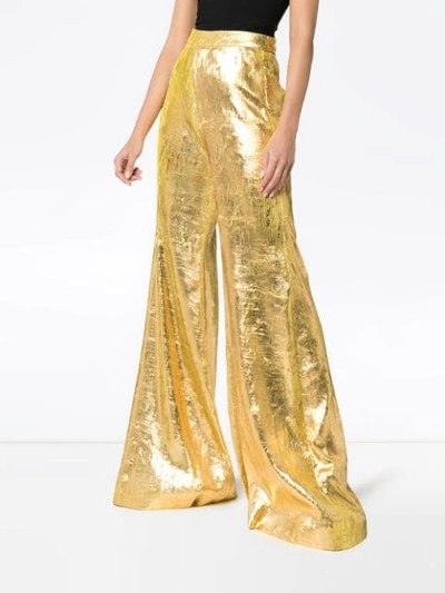 Shop Halpern High-waisted Flared Trousers In Gold