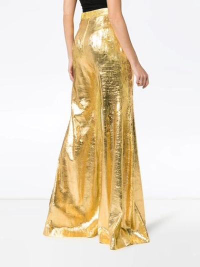 Shop Halpern High-waisted Flared Trousers In Gold