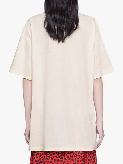 Shop Gucci Oversize Cotton T-shirt With Strawberry In White