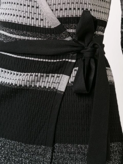Shop Diane Von Furstenberg Knitted Wrap Dress In Black