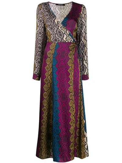 Shop Andamane Snakeskin Print Wrap Dress In Black
