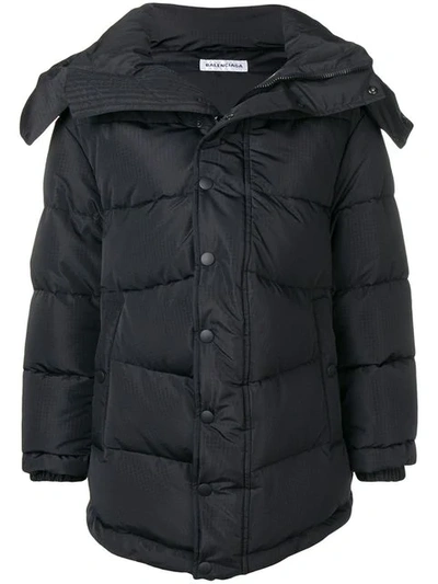 BALENCIAGA NEW SWING PUFFER COAT - 黑色