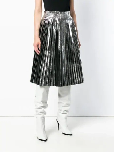 Shop Mm6 Maison Margiela Pleated Metallic Skirt In Black