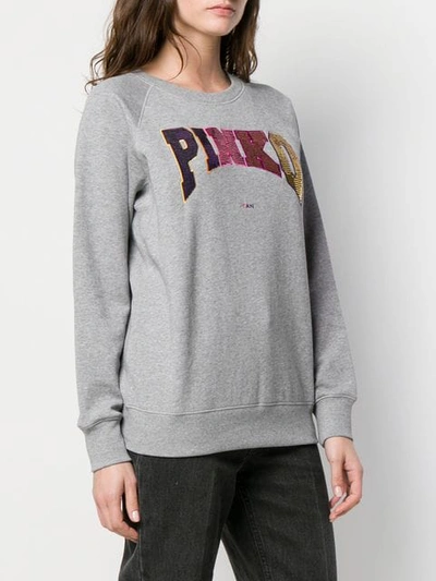 Shop Pinko Logo Print Sweatshirt In Grey