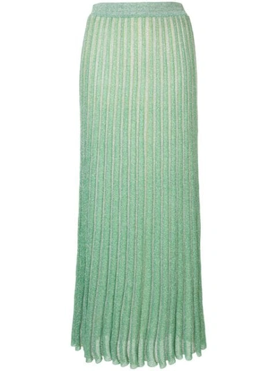 Shop Missoni Ribbed Green Skirt In L6031