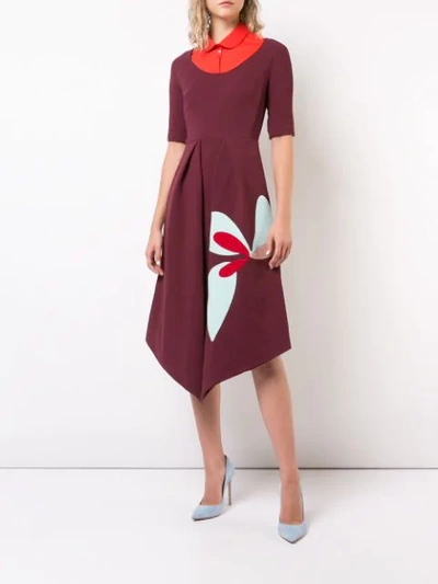 Shop Delpozo Pointed Hem Dress In Red
