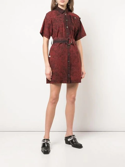 Shop Proenza Schouler Pswl Crinkled Cotton Belted Dress In Red