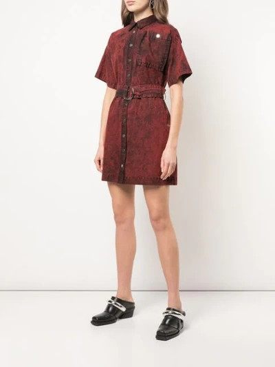 Shop Proenza Schouler Pswl Crinkled Cotton Belted Dress In Red