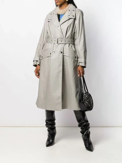 Shop Isabel Marant High Standing Collar Trench Coat In Grey