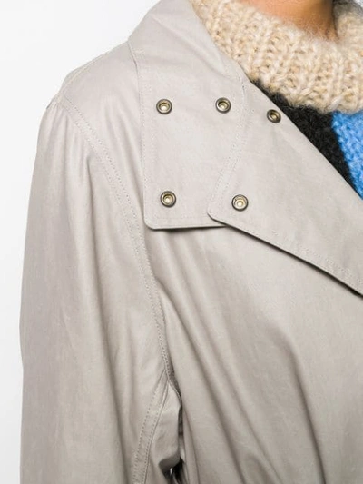 Shop Isabel Marant High Standing Collar Trench Coat In Grey