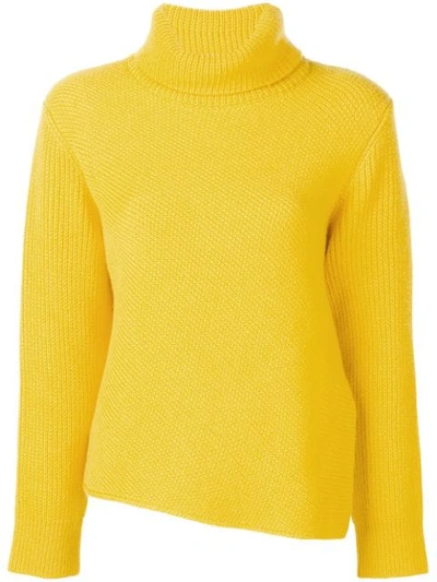 Shop Cedric Charlier Asymmetric Turtleneck Sweater In Yellow
