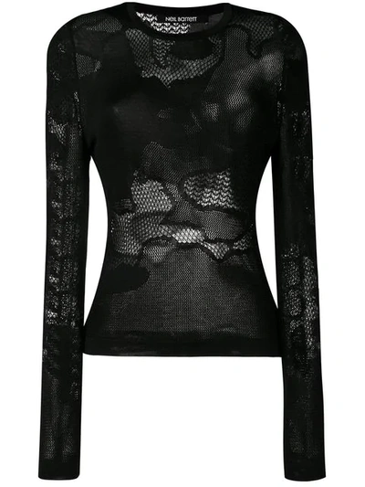 Shop Neil Barrett Mesh Long-sleeve Top In Black