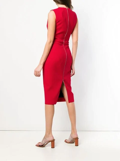 Shop Victoria Beckham V-neck Crepe Dress In Red