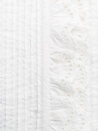 Shop Ulla Johnson Cropped Ruffled Blouse In Bla Blanc