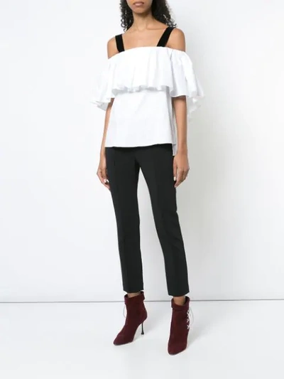 Shop Adam Lippes Off-the-shoulder Ruffled Top - White