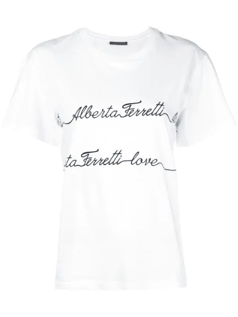 Alberta Ferretti Love T-shirt In White | ModeSens