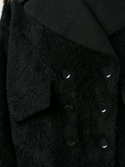 Shop Yohji Yamamoto Furry Midi Coat - Black